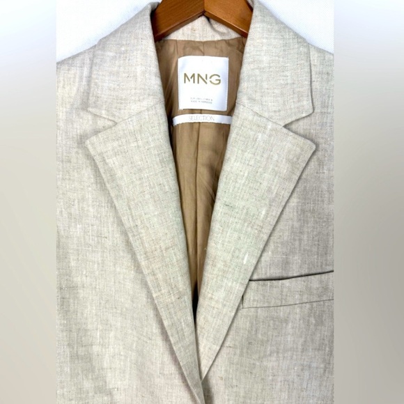 MANGO MNG Women’s Linen Oversized Boyfriend Blazer Office Preppy Academia NWT - Picture 3 of 12